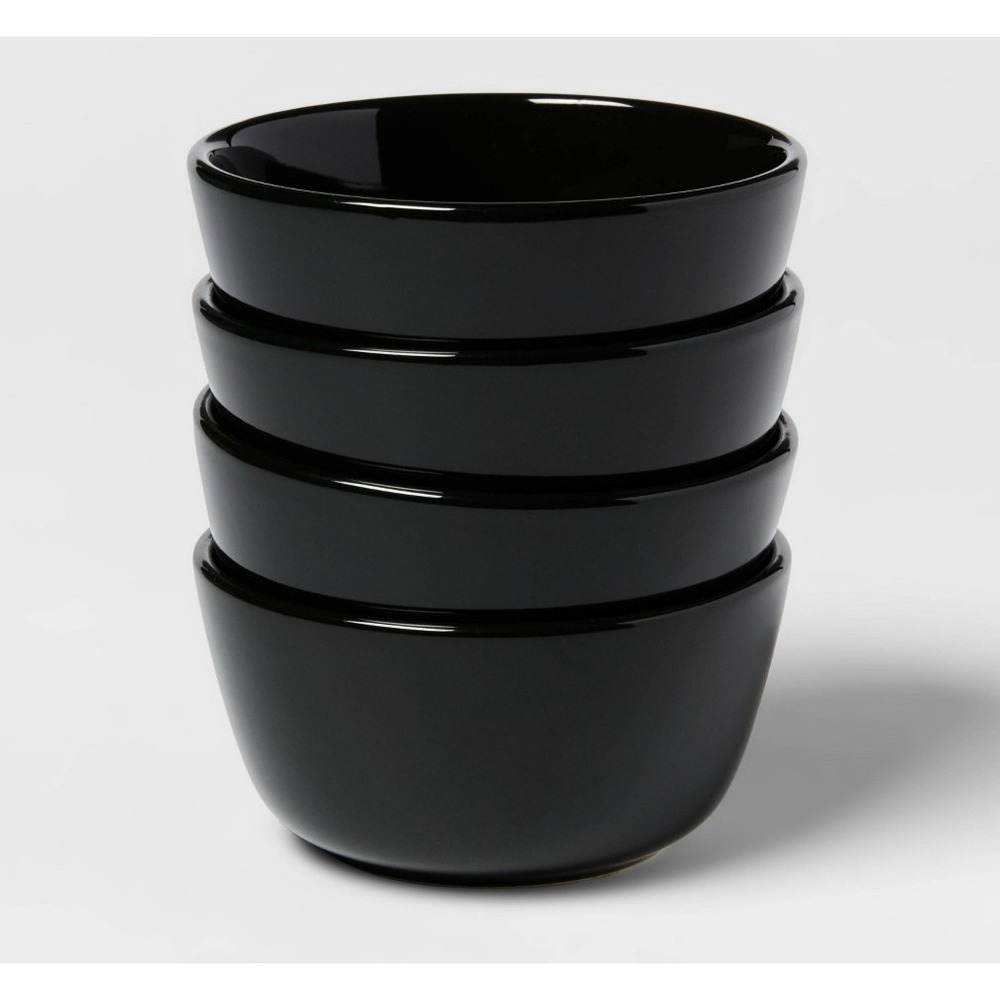13087 6pk Threshold Stoneware Mini 8oz Snack Bowls AVESTA Modern Round Black